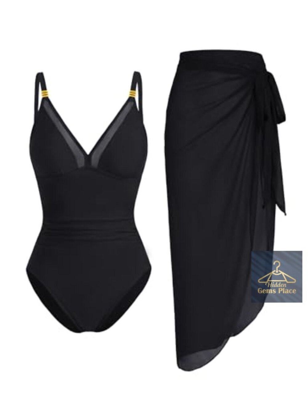 Blooming Jelly One Piece Swimsuit with Mesh Sarong Tummy Control